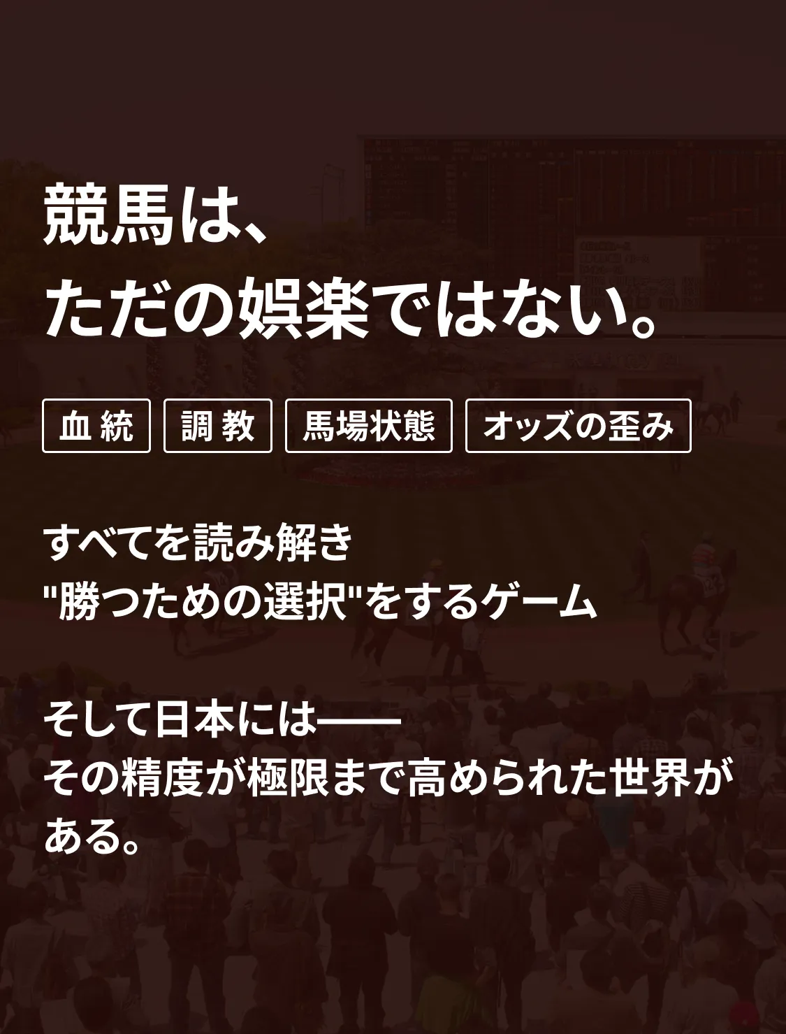 競馬はただの娯楽ではない。